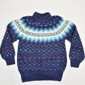 VTG Nuca Huasi Ecuador Men's Pullover Sweater 100% Wool Blue Size XL Heavy